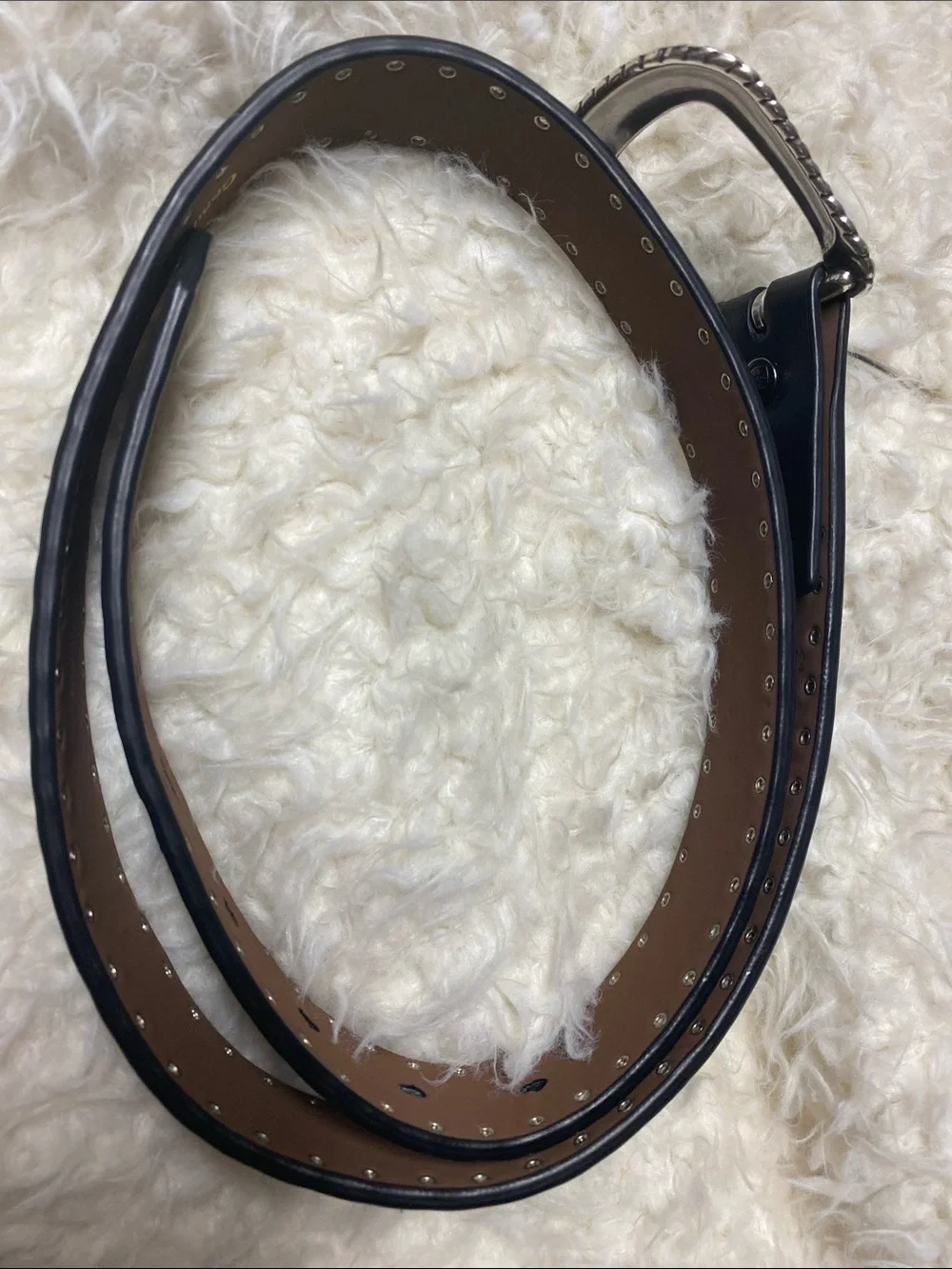 Ariat Black Genuine Leather Western/Biker Belt with Ornate Silver Buckle